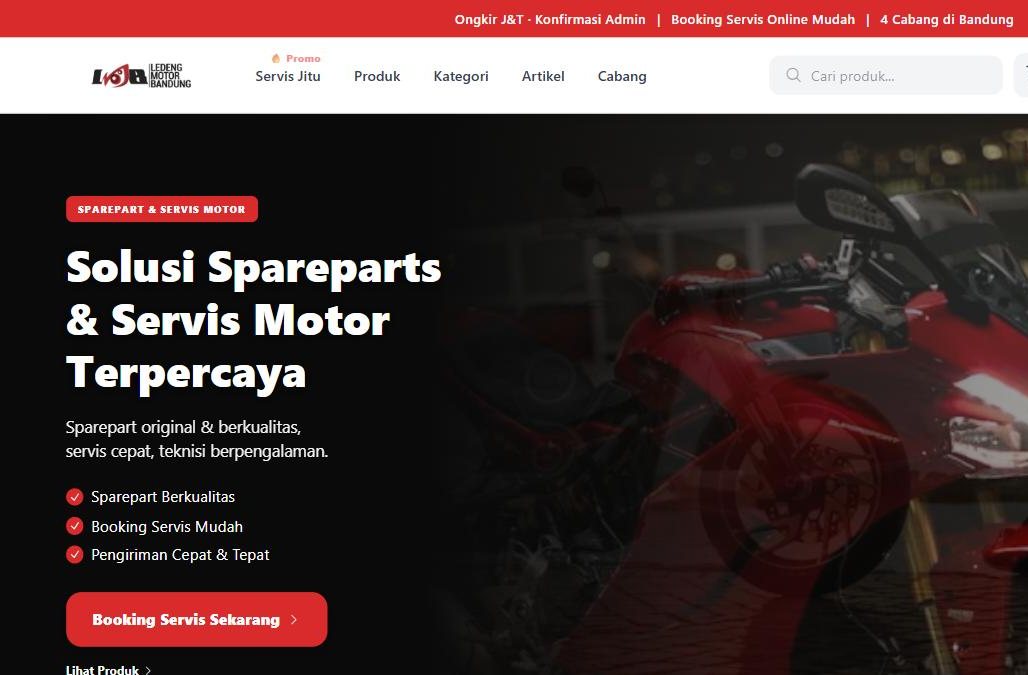 Tampilan website Ledeng Motor